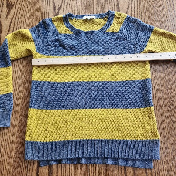 Madewell Knit Grey Mustard Yellow Striped Sweater Women's XS - Picture 7 of 8